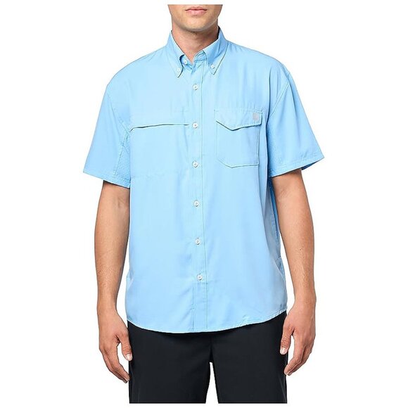 Tide Point Solid Short Sleeve Shirt, Button Down for Men Marolina Blue